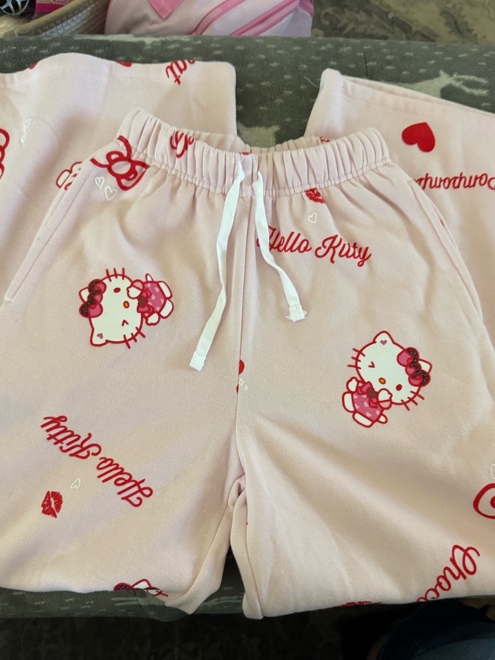 Sanrio Hello Kitty Light Pink Pajama Bottoms Wide Leg XXS